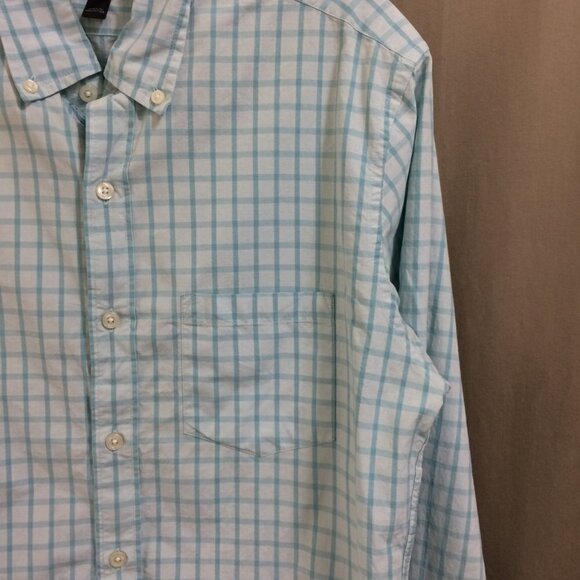 J Crew Mens Button Up Shirt Blue Windowpane Plaid 100% Cotton Size Medium - Picture 4 of 4